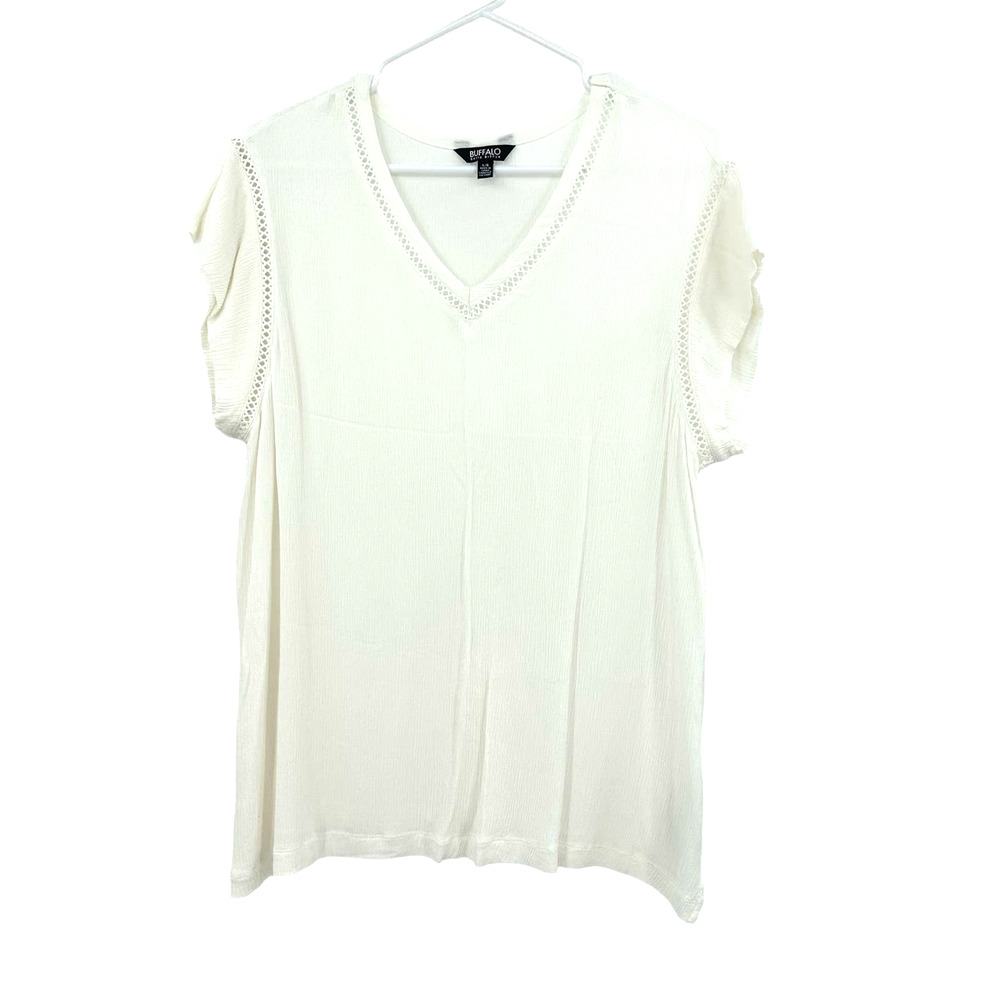 Buffalo by David Bitton size‎ large white v neck t-shirt tee shirt top blouse